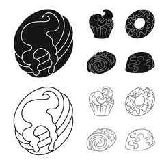 Vector design of confectionery and culinary sign. Collection of confectionery and product stock vector illustration.
