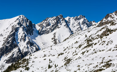 Mountain landscape in winter scenery. Ridge Baszt (hreben Bast).