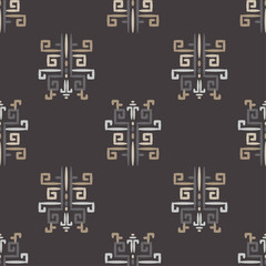 Naklejka na ściany i meble Ethnic boho seamless pattern. Chinese, Asian pattern. Patchwork texture. Weaving. Traditional ornament. Tribal pattern. Folk motif. Can be used for wallpaper, textile, invitation card, wrapping, web p