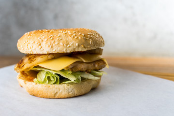 thai burger on wooden table gray background