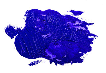 stain of blue oil paint on a white background.