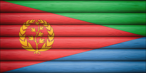 Flag of Eritrea, background wood.
