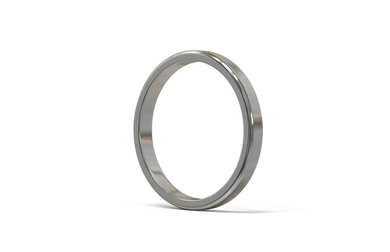 Silver wedding ring on isolated white background symbolising marriage, love, relationships, proposals, valentine's day, and engagement, 3d illustration