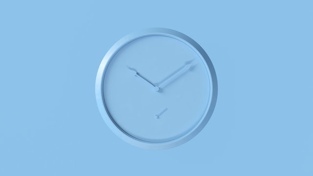 Pale Blue Office Wall Clock 3d Illustration 3d Render