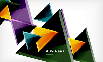 Triangular low poly background design, multicolored triangles