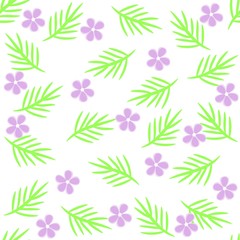 Lilac flowers and leaves seamless pattern vector