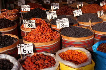 dried fruits at bazaar in turkey