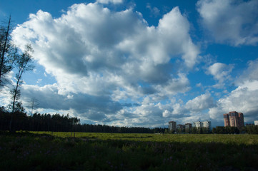 Obraz premium landscape with blue sky and clouds