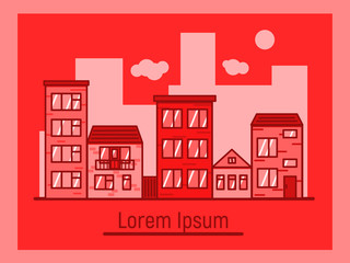 Flat image of houses in red.