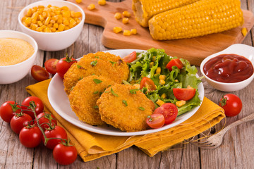 Corn burgers.