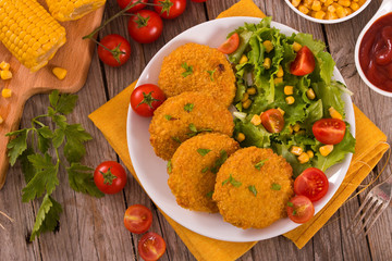 Corn burgers.