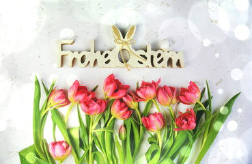 Ostern - Osterblumen - Ostereier - Frohe Ostern - Grußkarte