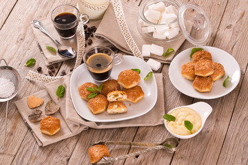 Puff pastries with custrad cream.