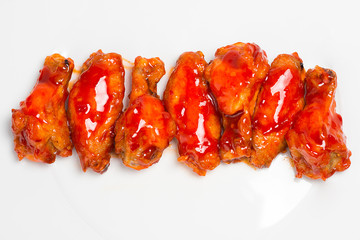 barbecue chicken wings isolated on white background