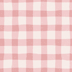 Seamless pattern with square hand drawn texture. Rustic checkered tablecloth. Vector illustration for print, design, fabric.