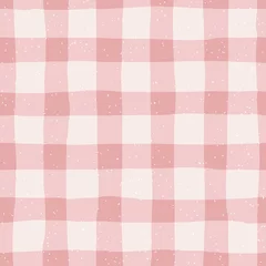 Foto op Plexiglas Naadloze patroon met vierkante hand getrokken textuur. Rustiek geruit tafelkleed. Vectorillustratie om af te drukken, ontwerp, stof. © Xenia800