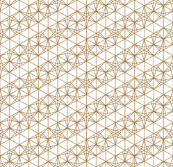 Seamless traditional Japanese geometric ornament .Golden color lines.