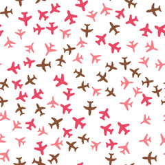 Plane Aircraft travel concept. Seamless vector EPS 10 pattern.