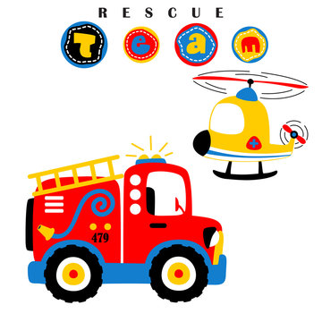 vector cartoon illustration of rescue team