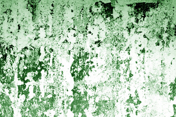 Сraked weathered cement wall texture in green tone.
