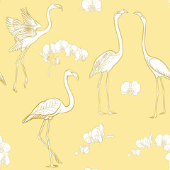 Seamless pattern, background with tropical birds