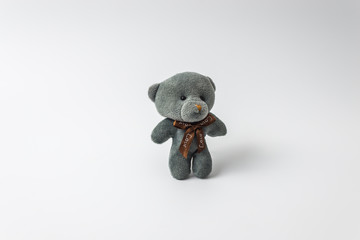 grey teddy bear on white isolated background 