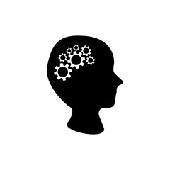 silhouette of head with gears inside his head