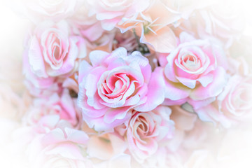 Fototapeta na wymiar pink rose bouquet in high key style