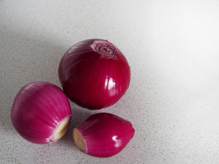fresh red onions closeup