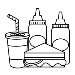 sandwich soda sauces food