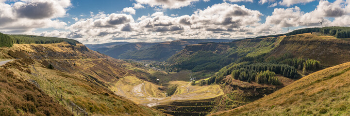 View from the A4061 road over Blaenrhondda in Rhondda Cynon Taf, Mid Glamorgan, Wales, UK