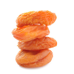 Tasty dried apricot on white background