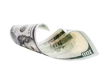 One hundred dollars isolated on white background. new one hundred dollars.