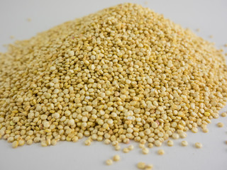 Mountain of Quinoa Seeds, white background of Quinoa seeds. Quinoa seeds from Bolivia and Peru
