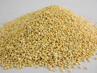 Mountain of Quinoa Seeds, white background of Quinoa seeds. Quinoa seeds from Bolivia and Peru