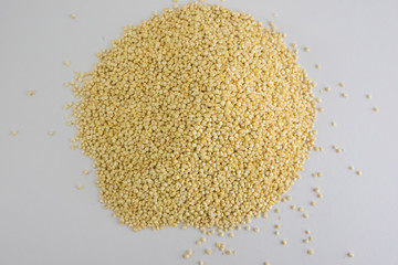 Mountain of Quinoa Seeds, white background of Quinoa seeds. Quinoa seeds from Bolivia and Peru