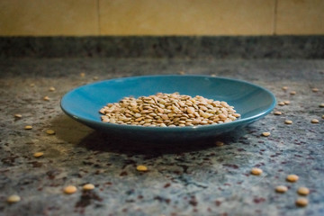 A plate of lentils without cooking