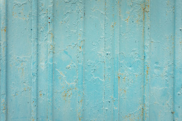 Blue texture of rusty with drip on steel wall background. Vintage color and vintage style.