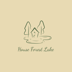 House, forest, lake
