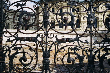 Old black metal grille