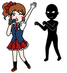 女性アイドルシンガーと背後にストーカー