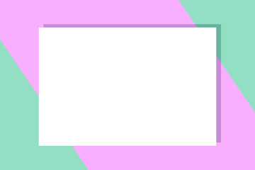 Fototapeta premium Empty picture frame mock up. Minimalism template flat lay out. Colorful paper background. Empty place for text, design your idea, quotes and sayings