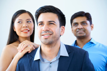 Male leader with his team