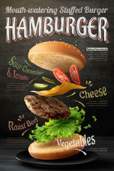 Hamburger poster design - obrazy, fototapety, plakaty