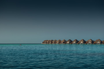 luxury resort with water villas in maldives, hotel resort 