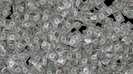 Falling banknotes pour from the sky