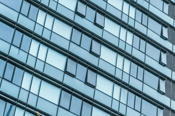 Close-Up of Modern Office Buildings in city of China.