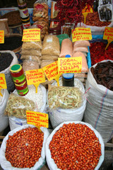 Market selling oriental ingredients on the street