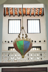 Arabic chandelier hanging in the ceiling