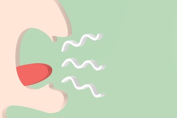close up of mouth for bad breath - dental cartoon 3d render